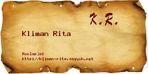 Kliman Rita névjegykártya